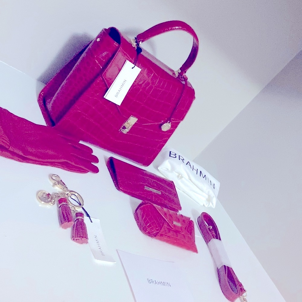 NWT RARE BRAHMIN INGRID EMBER VEIL + WALLET/EYEGLASS CASE/TASSEL/GLOVES